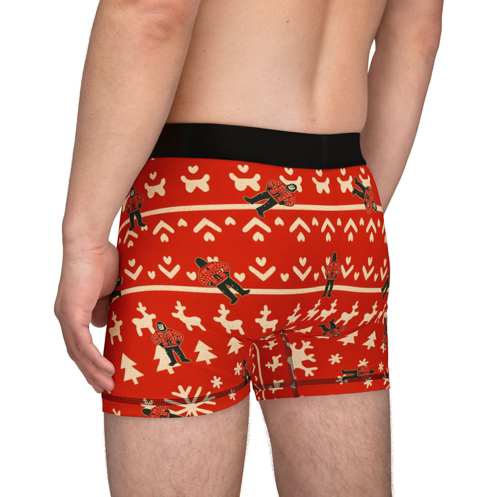 Bigfoots Ugly Christmas Sweater Festive Holiday Boxers for Men