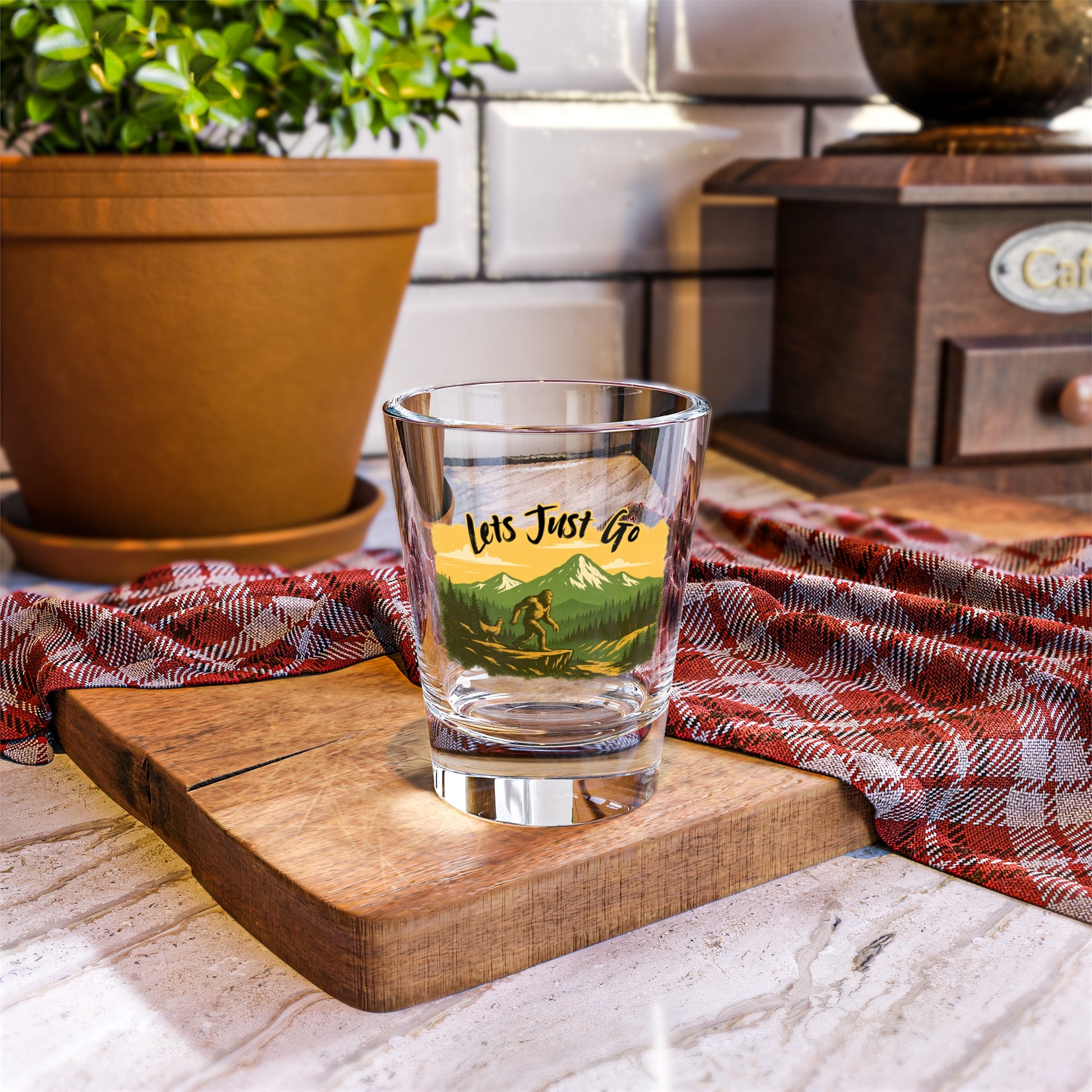 Lets Just Go Shot Glass — Adventure Bigfoot Outdoor Camper Gift
