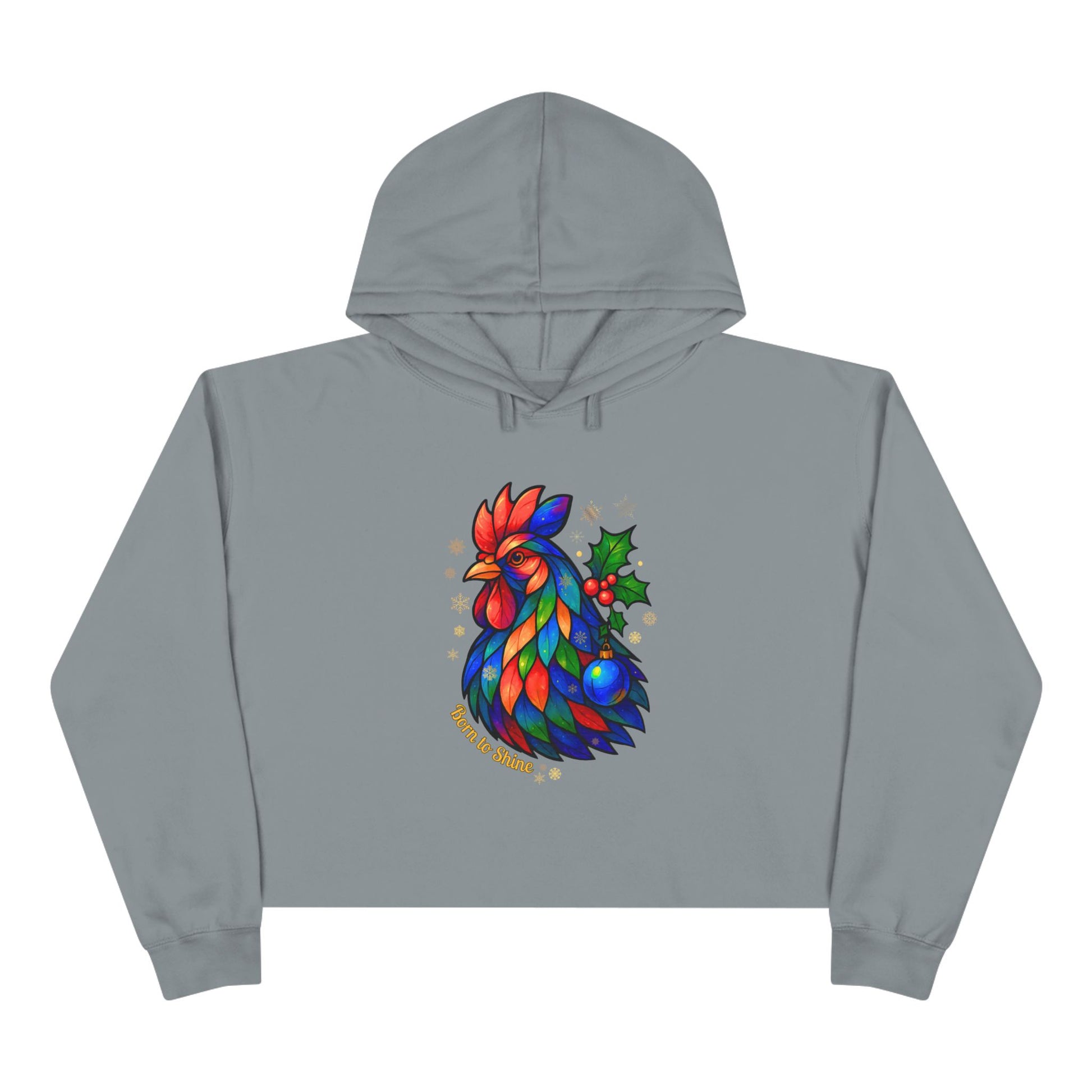 Born to Shine – Radiant Rooster Cropped Hoodie