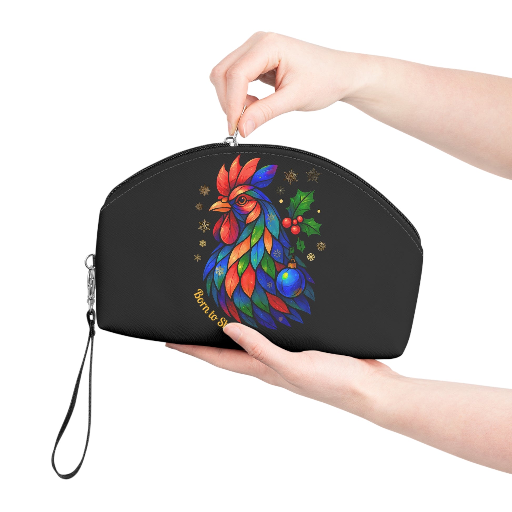 Born to Shine – Holiday Rooster Makeup Bag