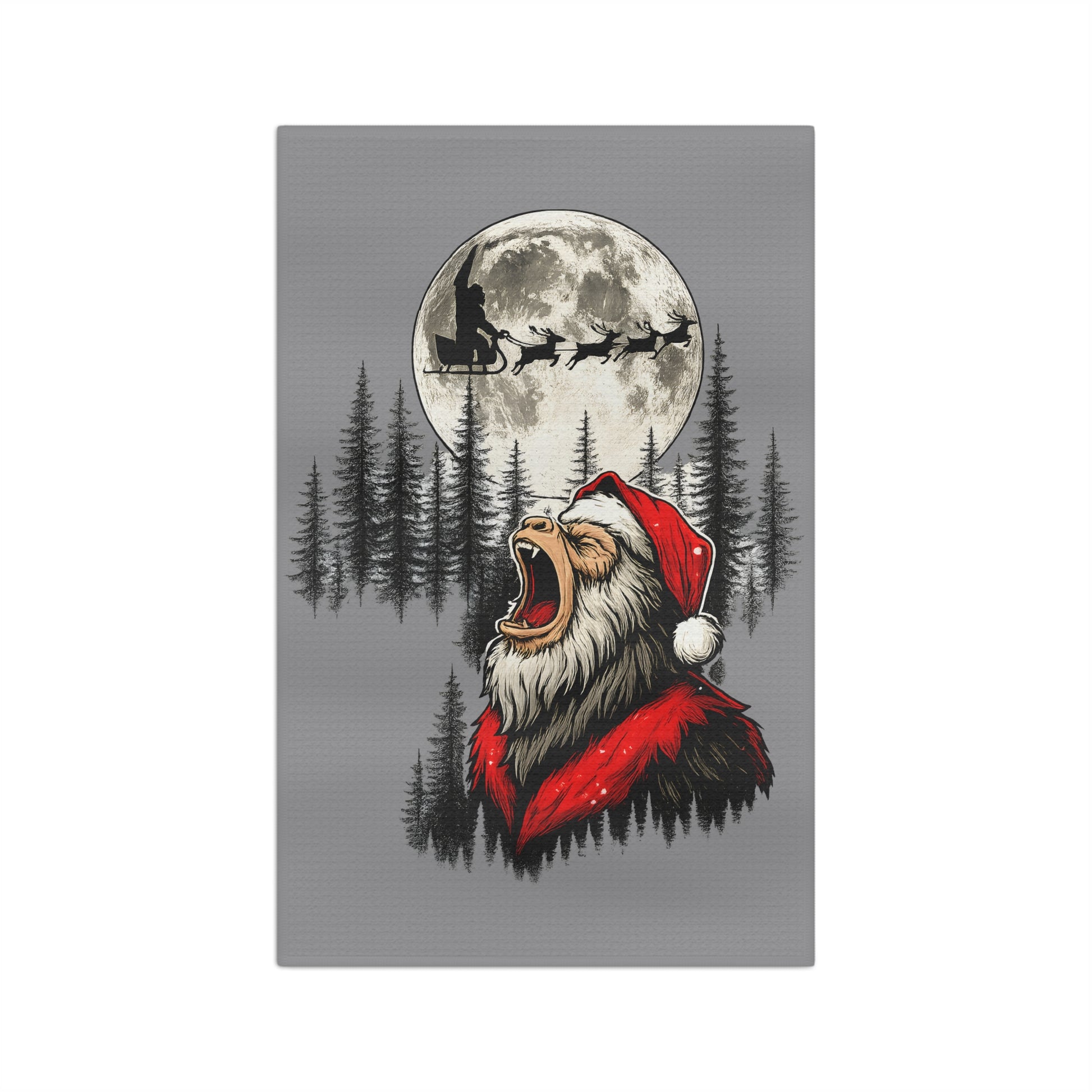 Silent Night, Squatch Night – Microfiber Tea Towel