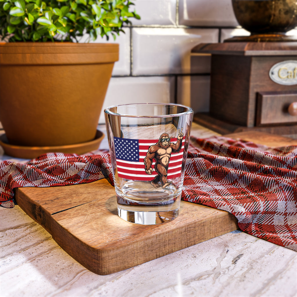 Patriotic Peace Squatch Shot Glass