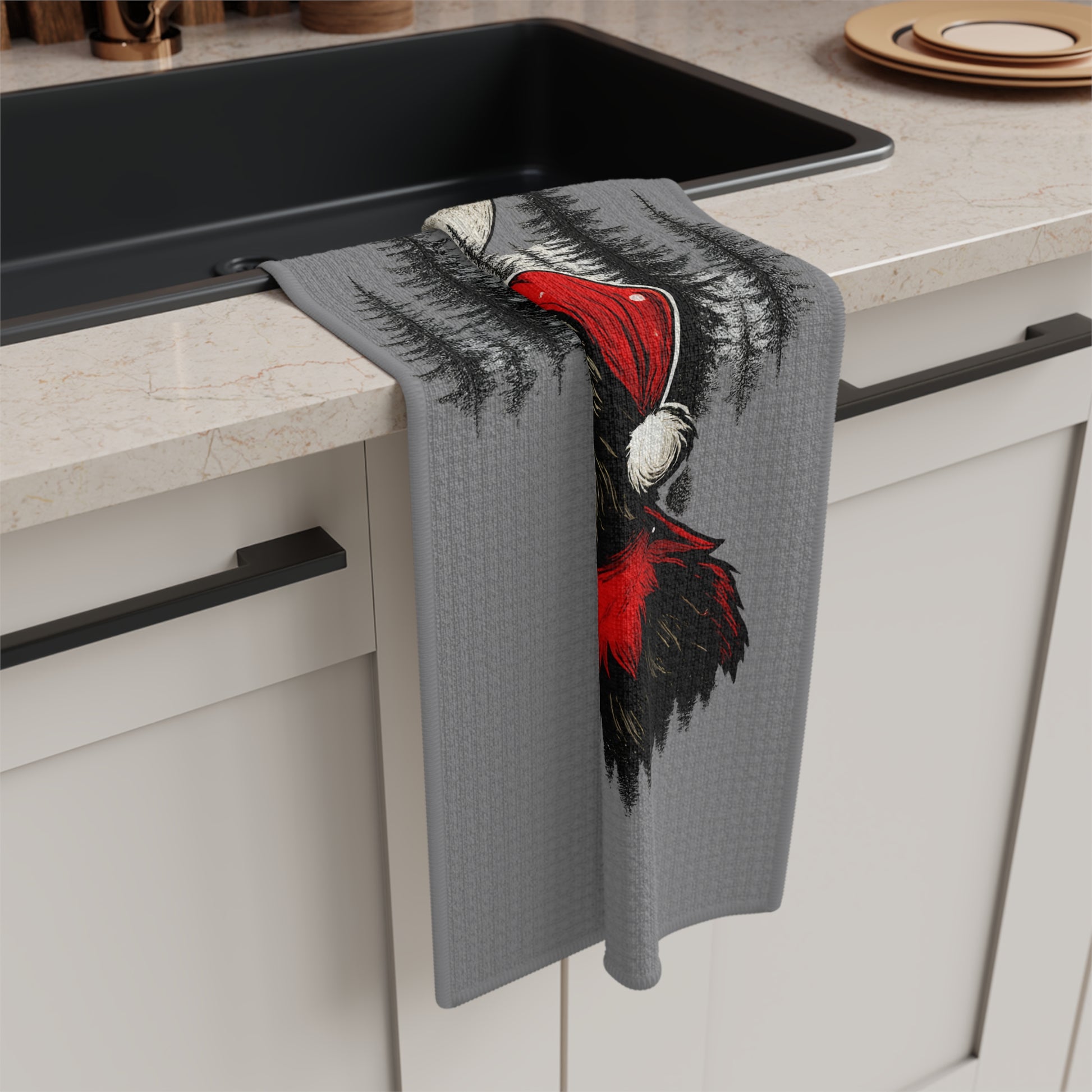 Silent Night, Squatch Night – Microfiber Tea Towel