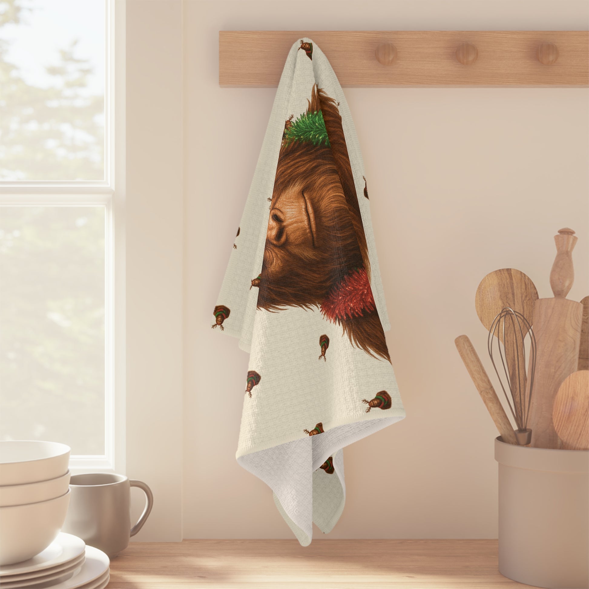Reindeer Squatch Microfiber Tea Towel