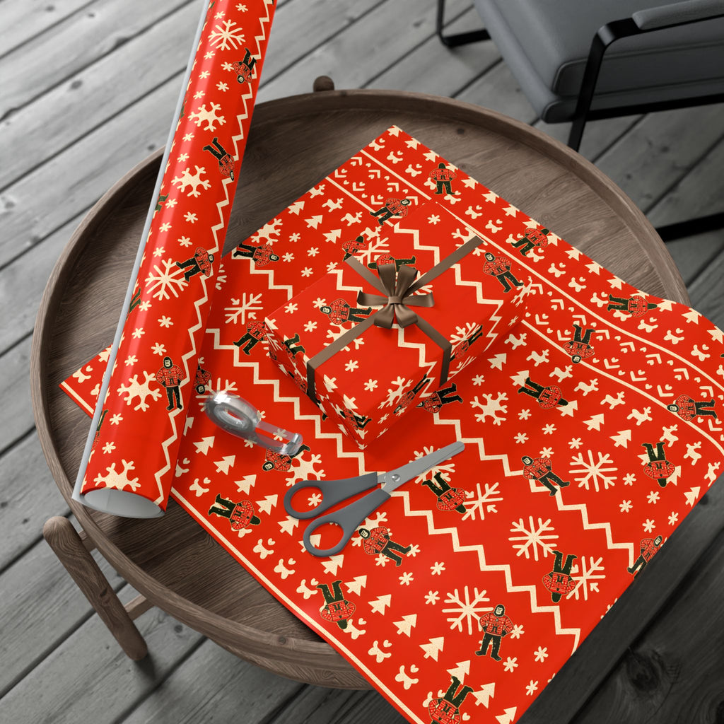 Bigfoots Ugly Christmas Sweater Festive Gift Wrap Paper