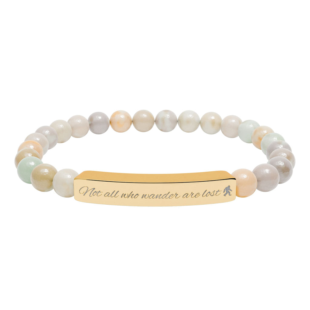 Engraved "Not All Who Wander Are Lost" Natural Stone Bracelet