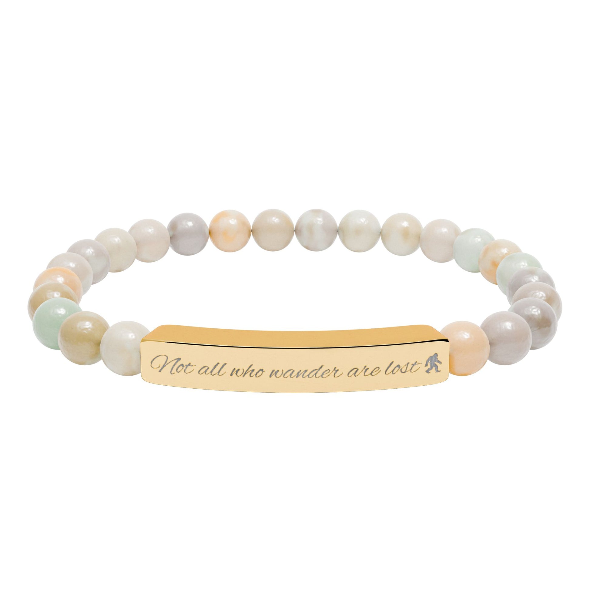 Engraved "Not All Who Wander Are Lost" Natural Stone Bracelet