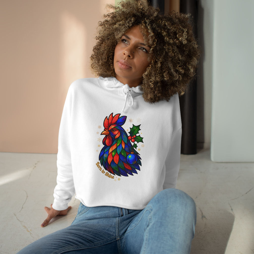 Born to Shine – Radiant Rooster Cropped Hoodie
