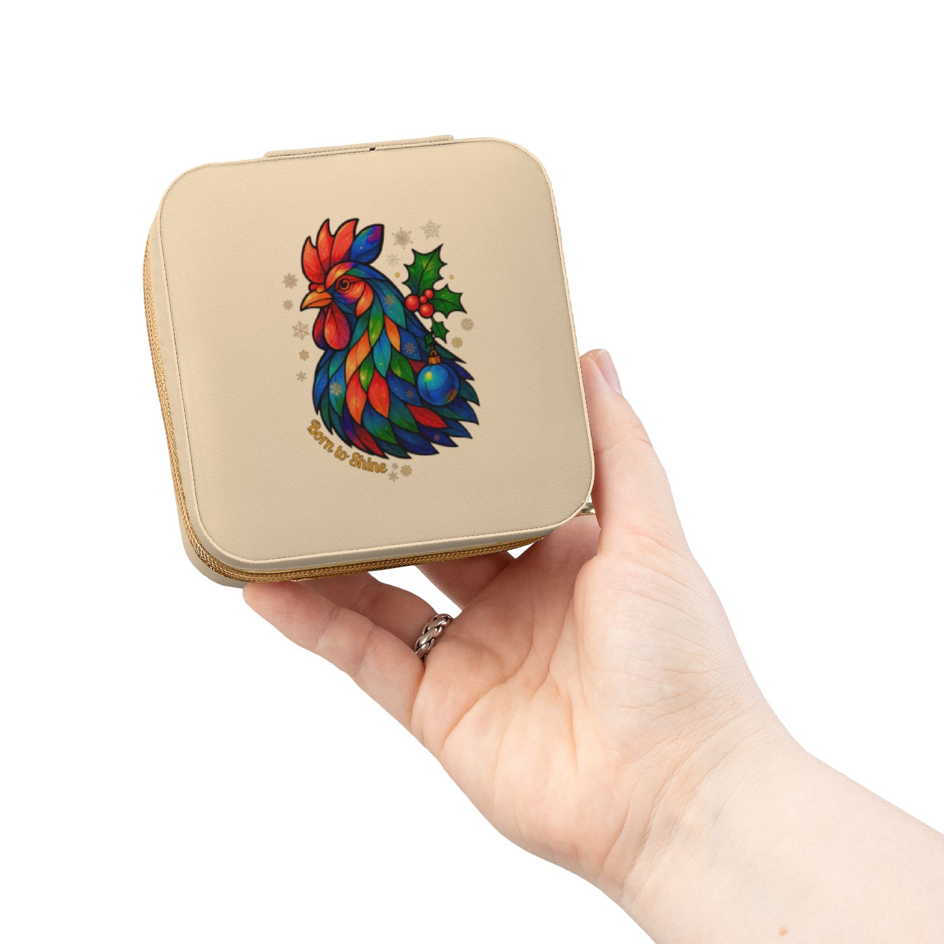 Born to Shine – Holiday Rooster Travel Jewelry Case