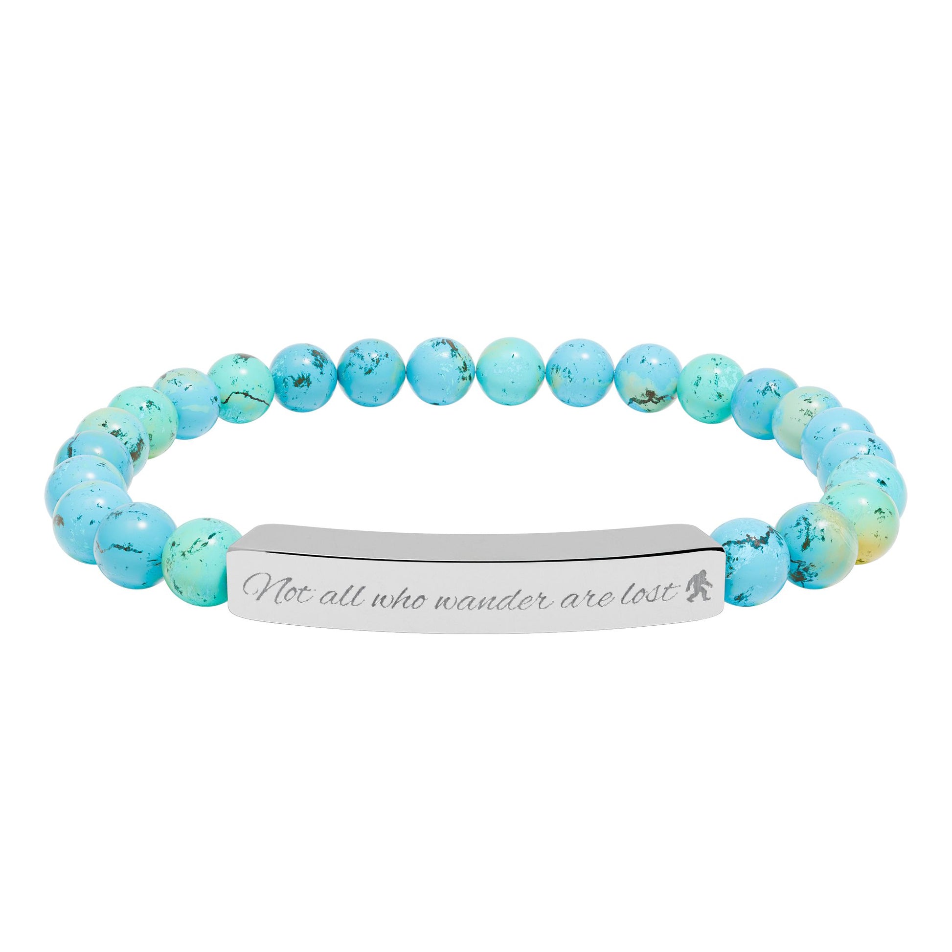 Engraved "Not All Who Wander Are Lost" Natural Stone Bracelet