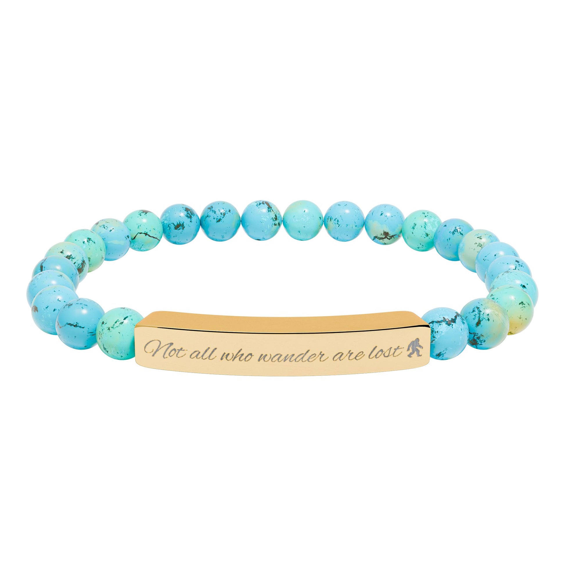 Engraved "Not All Who Wander Are Lost" Natural Stone Bracelet