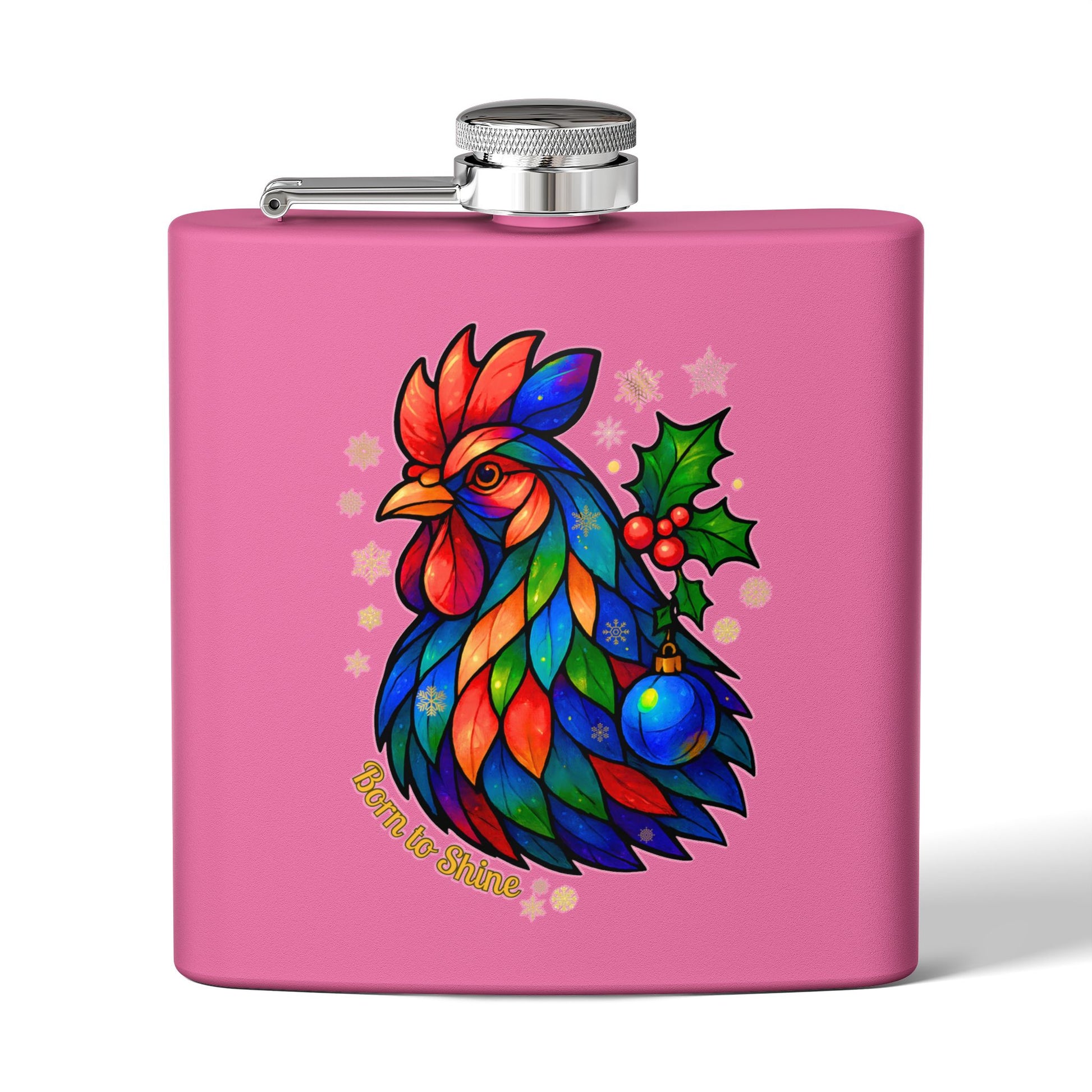 Born to Shine – Holiday Rooster Stainless Steel Flask