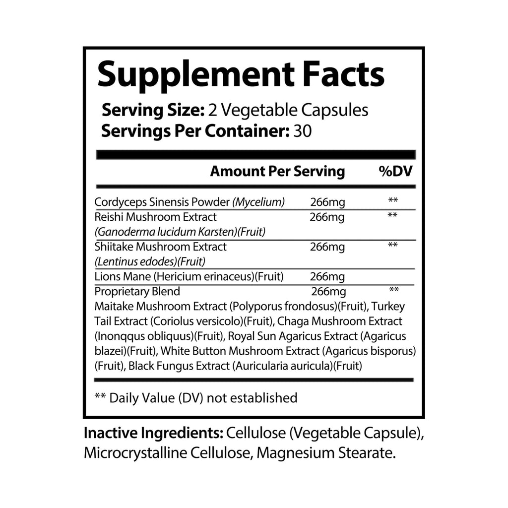 WildBound Mushroom Complex Blend Supplement (60 Capsules) -  Hidden Realm Essentials