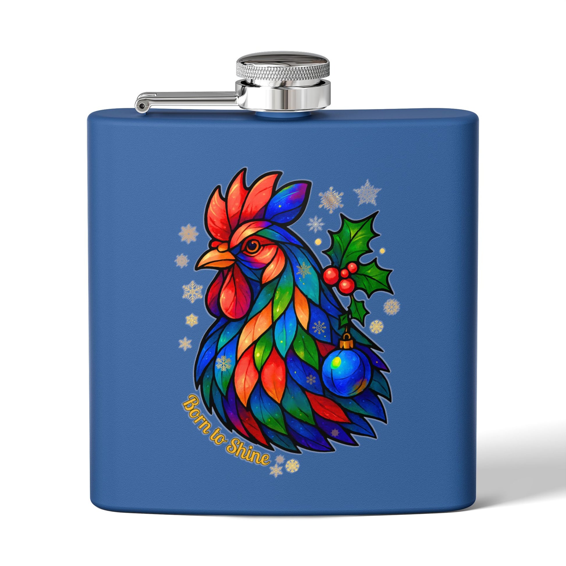 Born to Shine – Holiday Rooster Stainless Steel Flask
