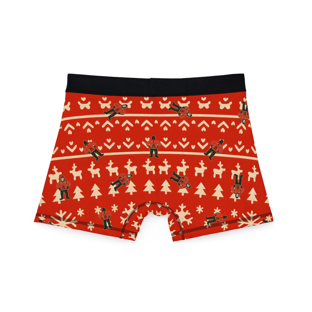 Bigfoots Ugly Christmas Sweater Festive Holiday Boxers for Men