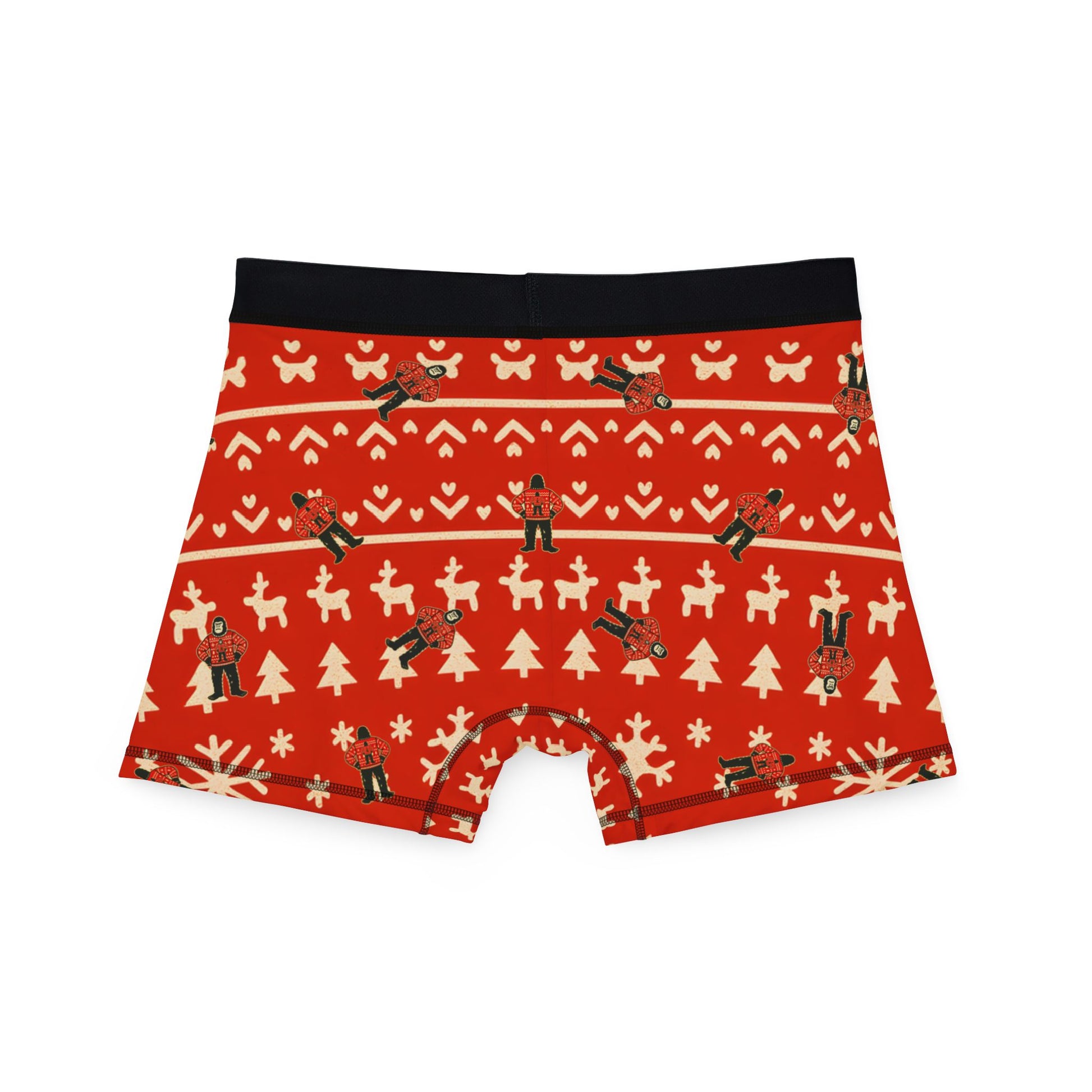 Bigfoots Ugly Christmas Sweater Festive Holiday Boxers for Men