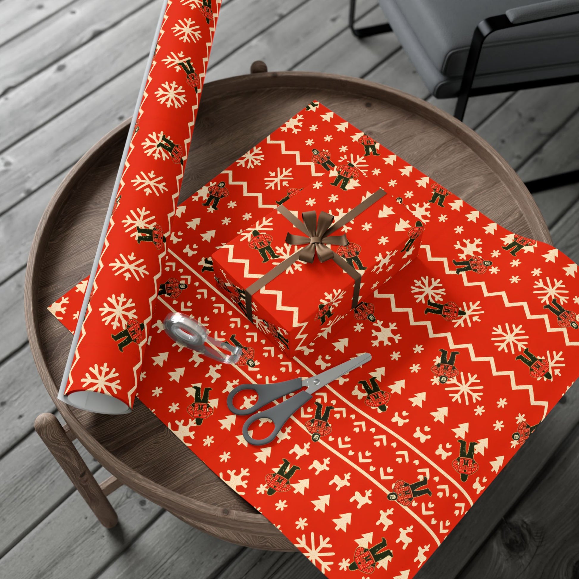 Bigfoots Ugly Christmas Sweater Festive Gift Wrap Paper