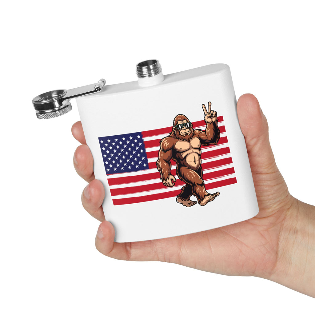 Patriotic Peace Squatch – Stainless Steel Flask