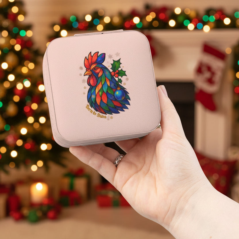 Born to Shine – Holiday Rooster Travel Jewelry Case