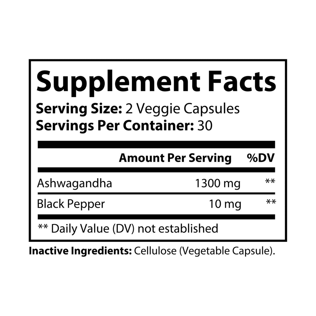 WildBound Ashwagandha and Black Pepper Supplement (60 capsules) - Hidden Realm Essentials