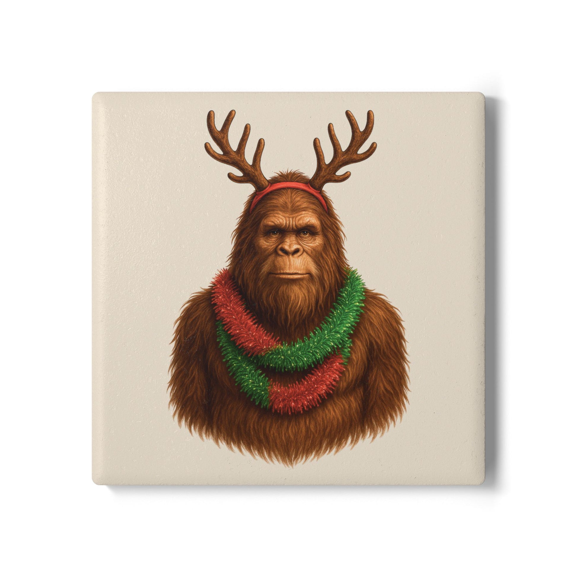 Reindeer Squatch – Holiday Ceramic Coaster Set