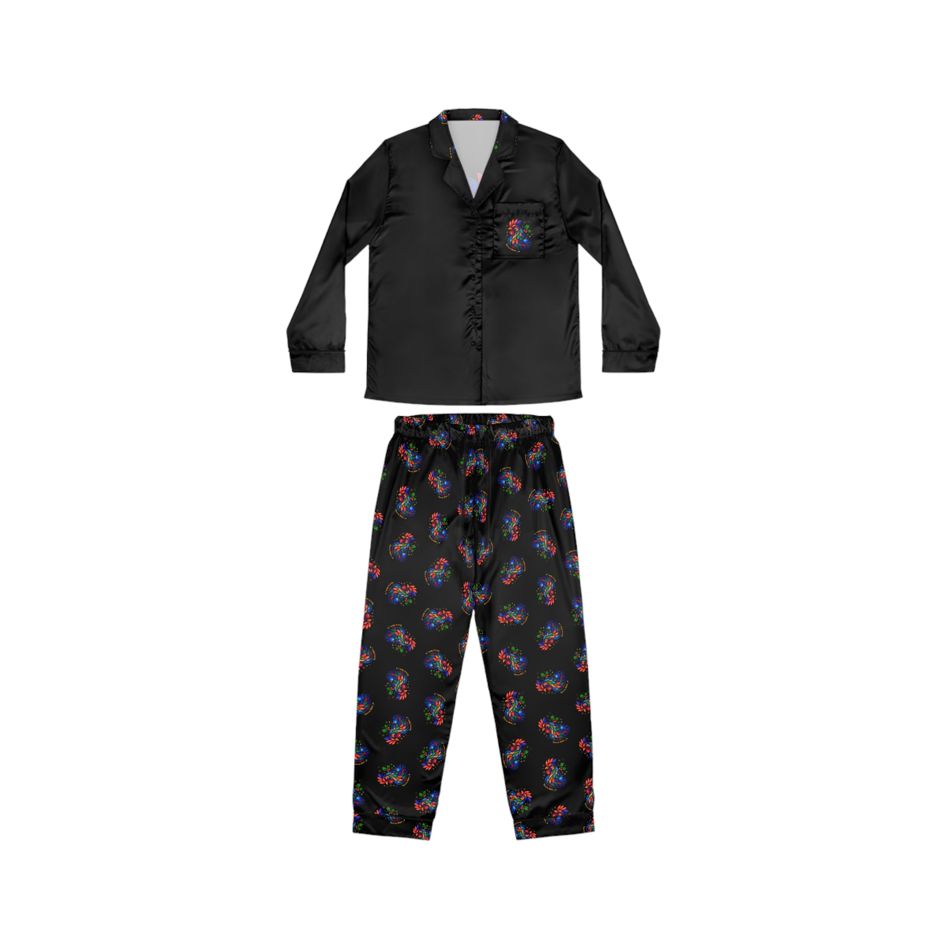 Born to Shine – Midnight Rooster Satin Pajama Set