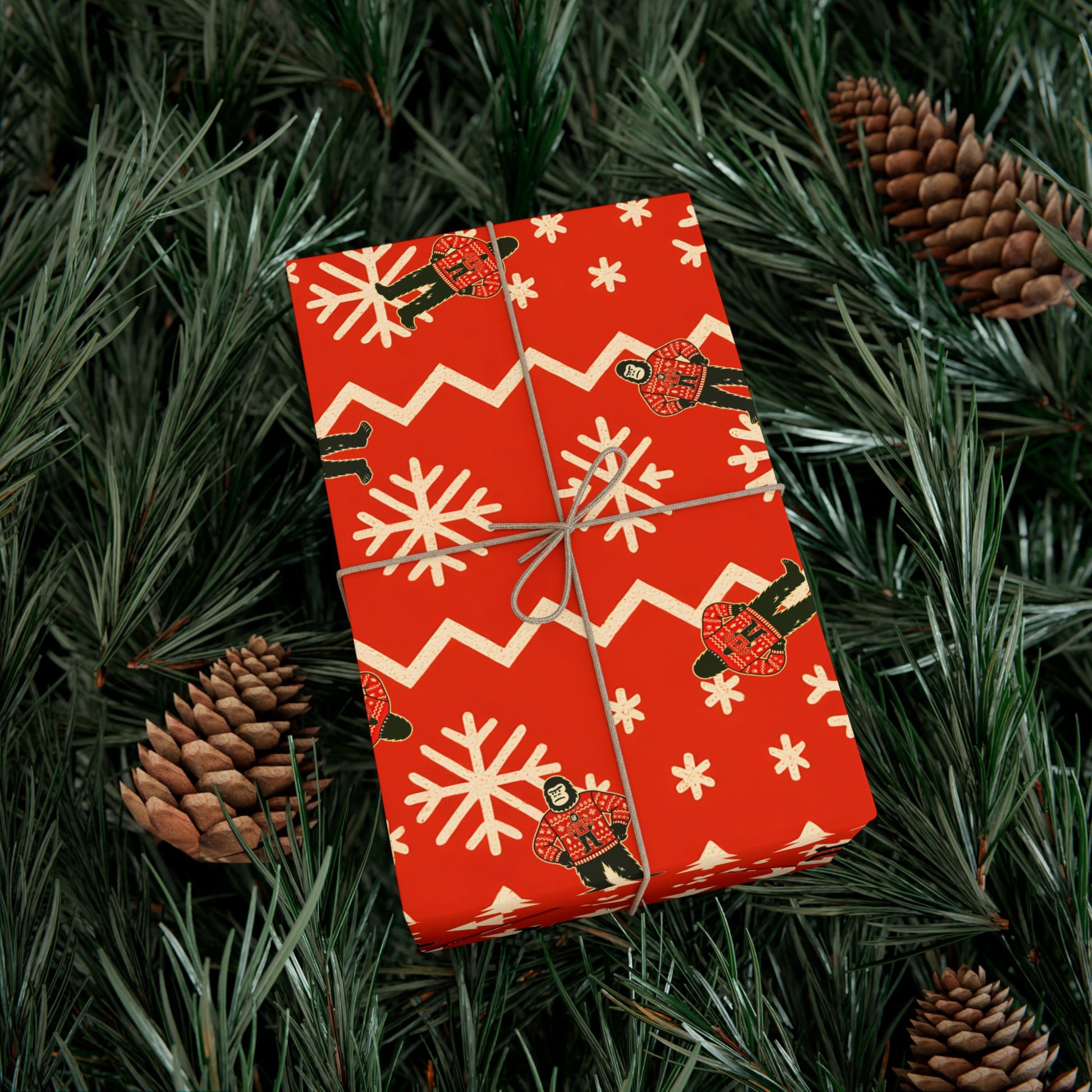 Bigfoots Ugly Christmas Sweater Festive Gift Wrap Paper