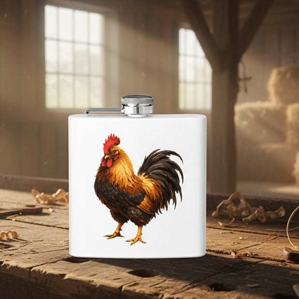Feather & Fire – The Rooster Stands | Stainless Steel Flask
