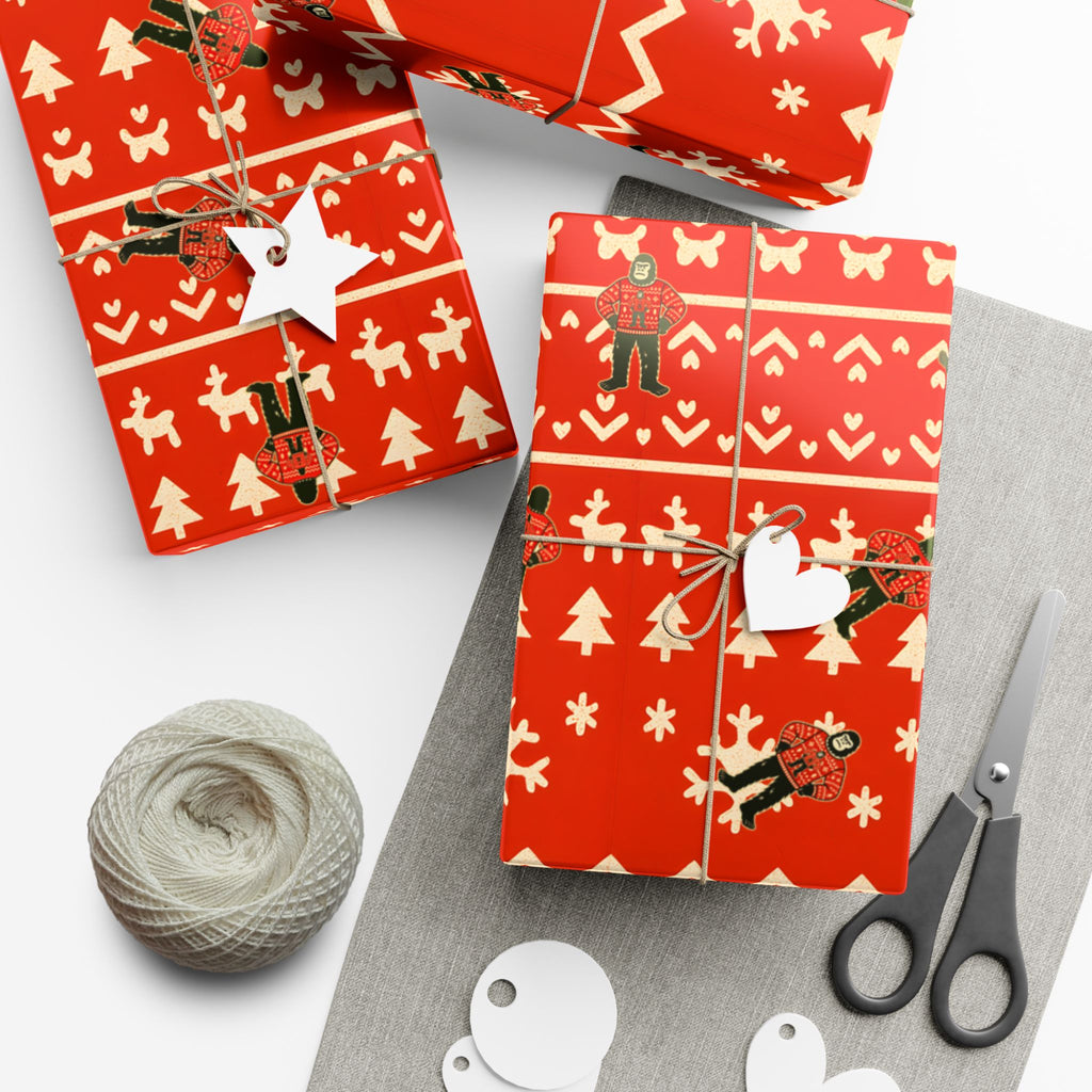 Bigfoots Ugly Christmas Sweater Festive Gift Wrap Paper