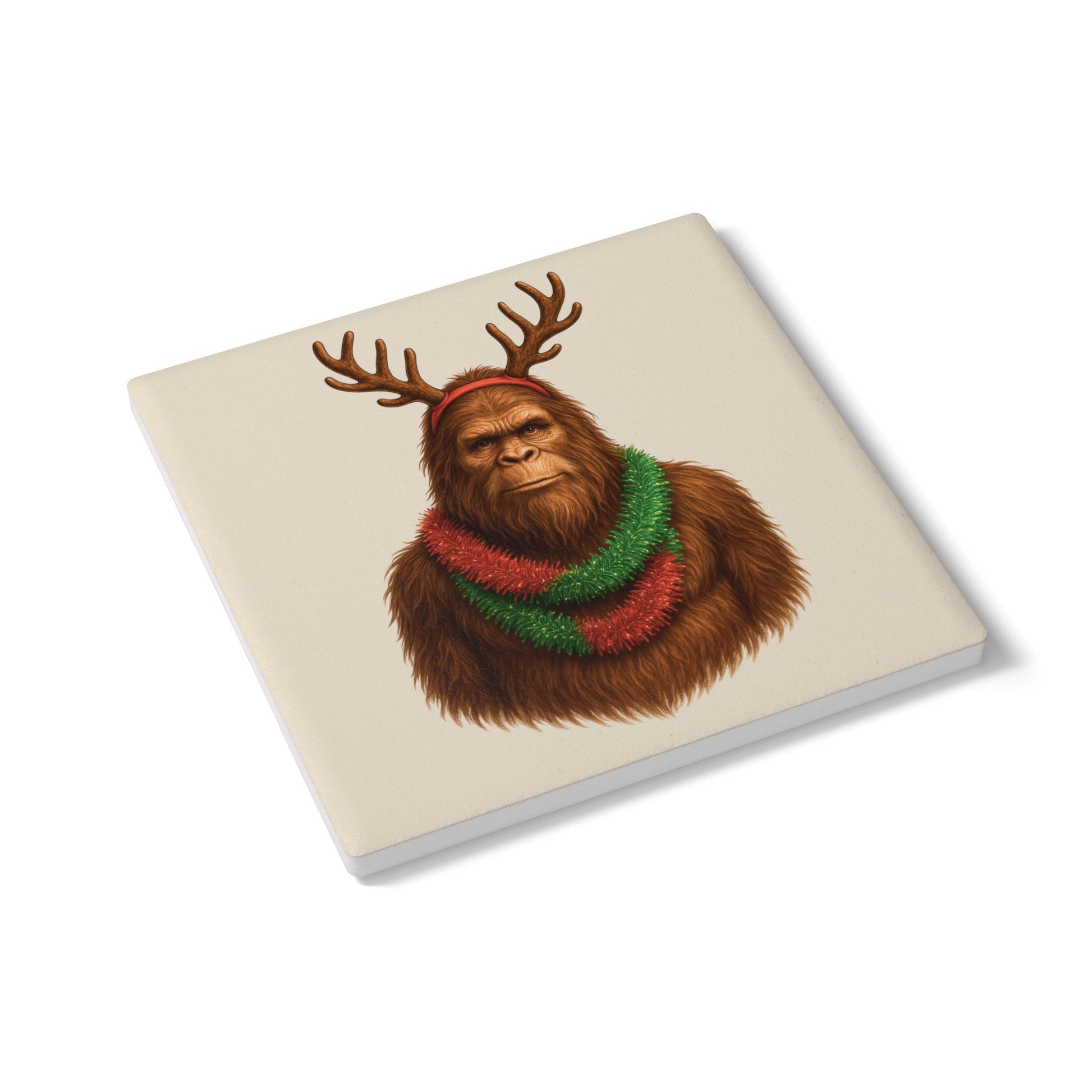 Reindeer Squatch – Holiday Ceramic Coaster Set