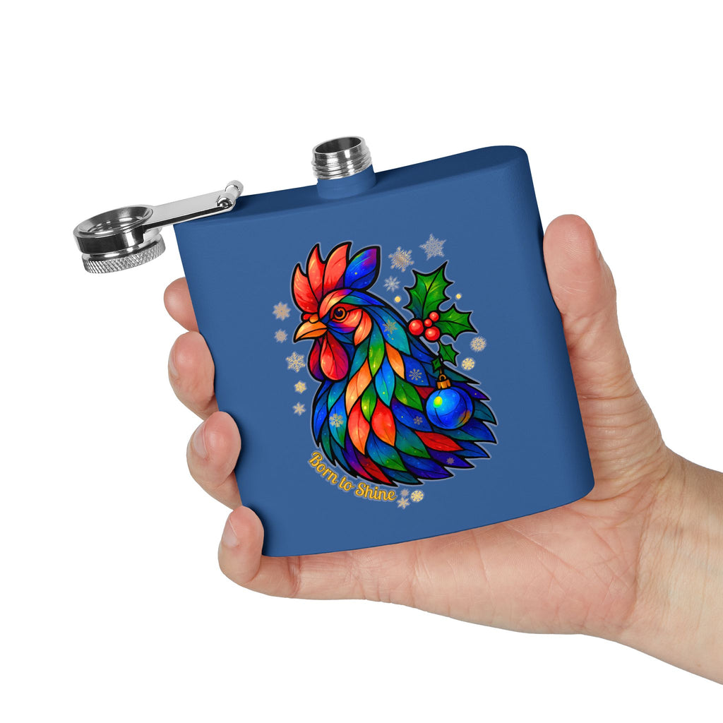 Born to Shine – Holiday Rooster Stainless Steel Flask