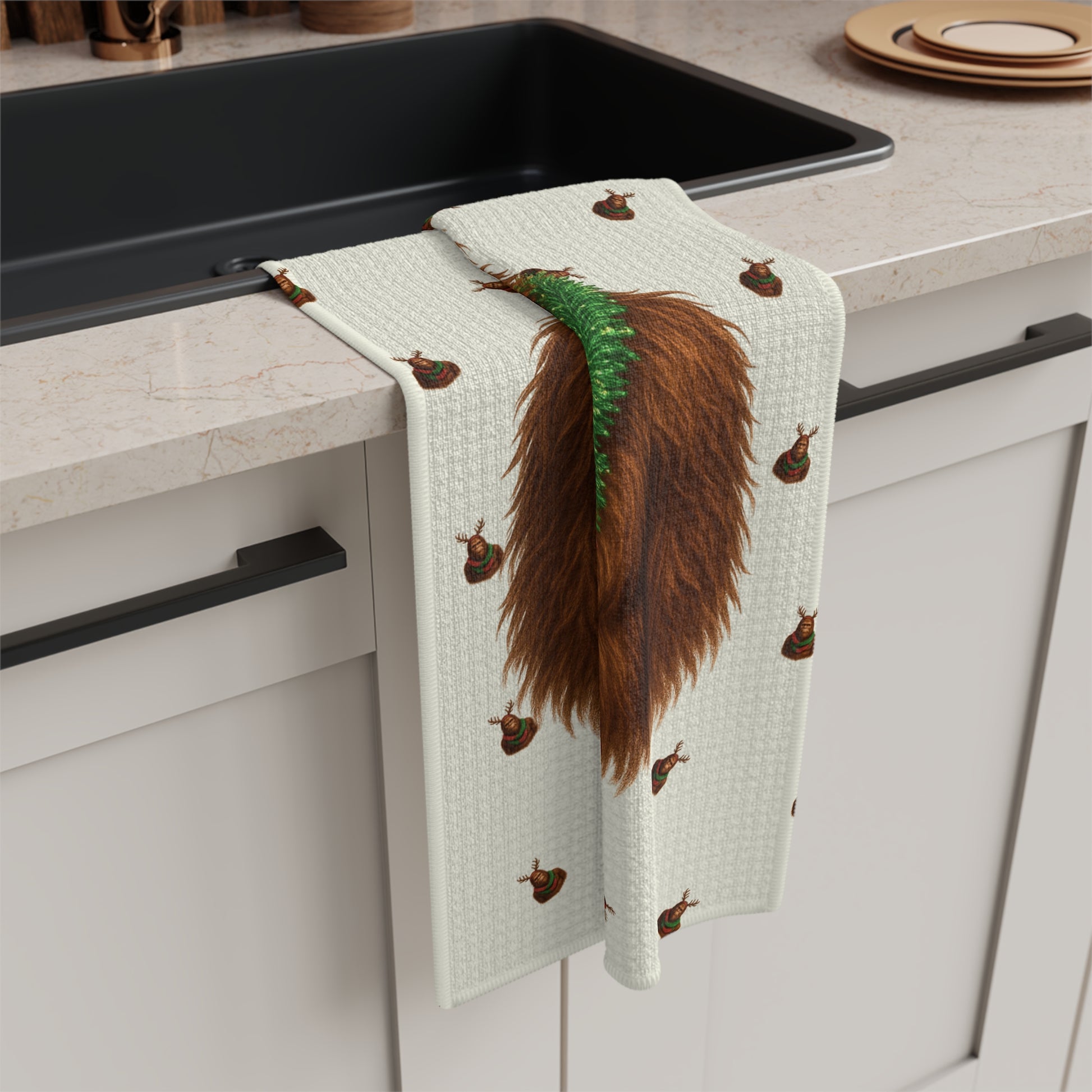 Reindeer Squatch Microfiber Tea Towel
