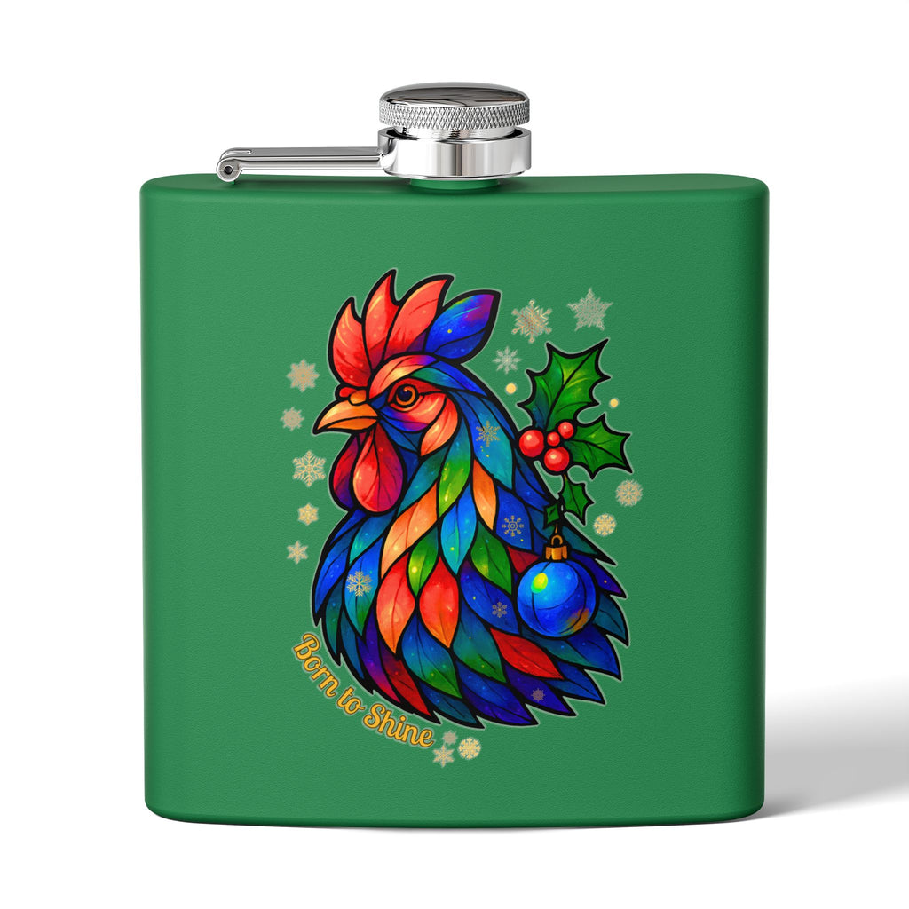 Born to Shine – Holiday Rooster Stainless Steel Flask