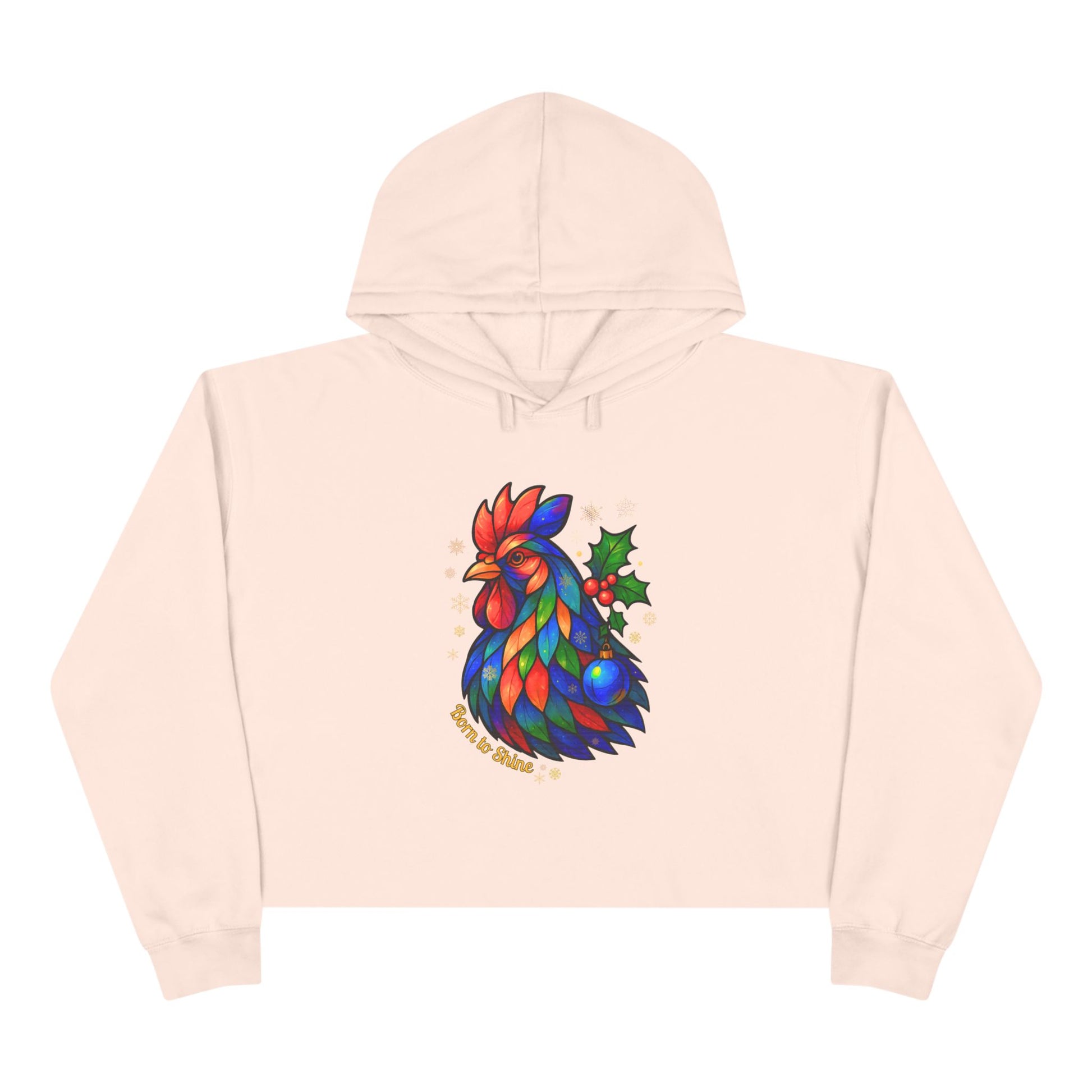 Born to Shine – Radiant Rooster Cropped Hoodie