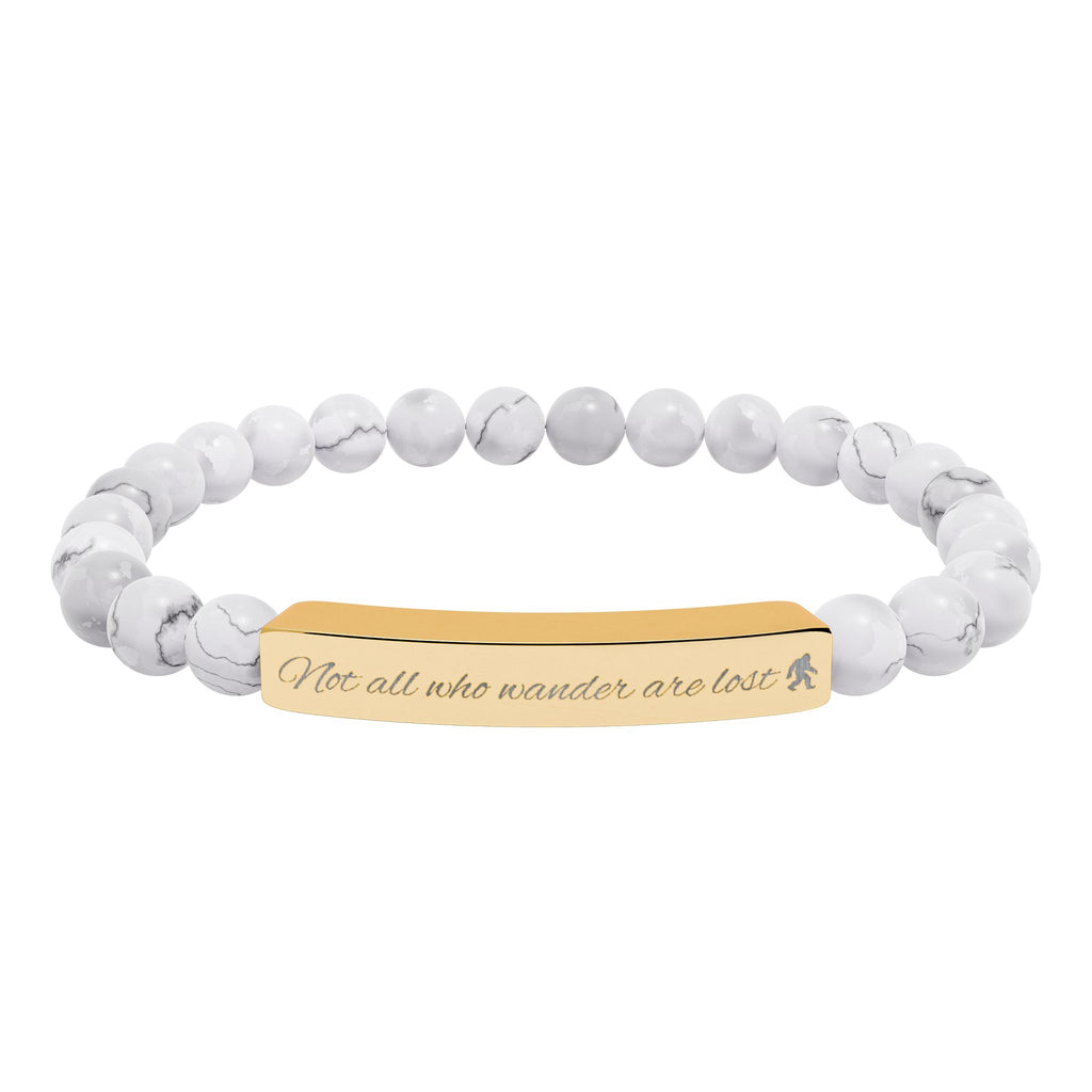 Engraved "Not All Who Wander Are Lost" Natural Stone Bracelet