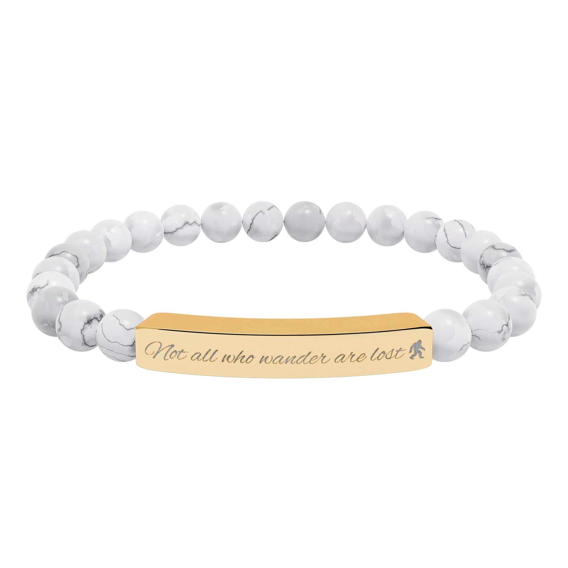 Engraved "Not All Who Wander Are Lost" Natural Stone Bracelet