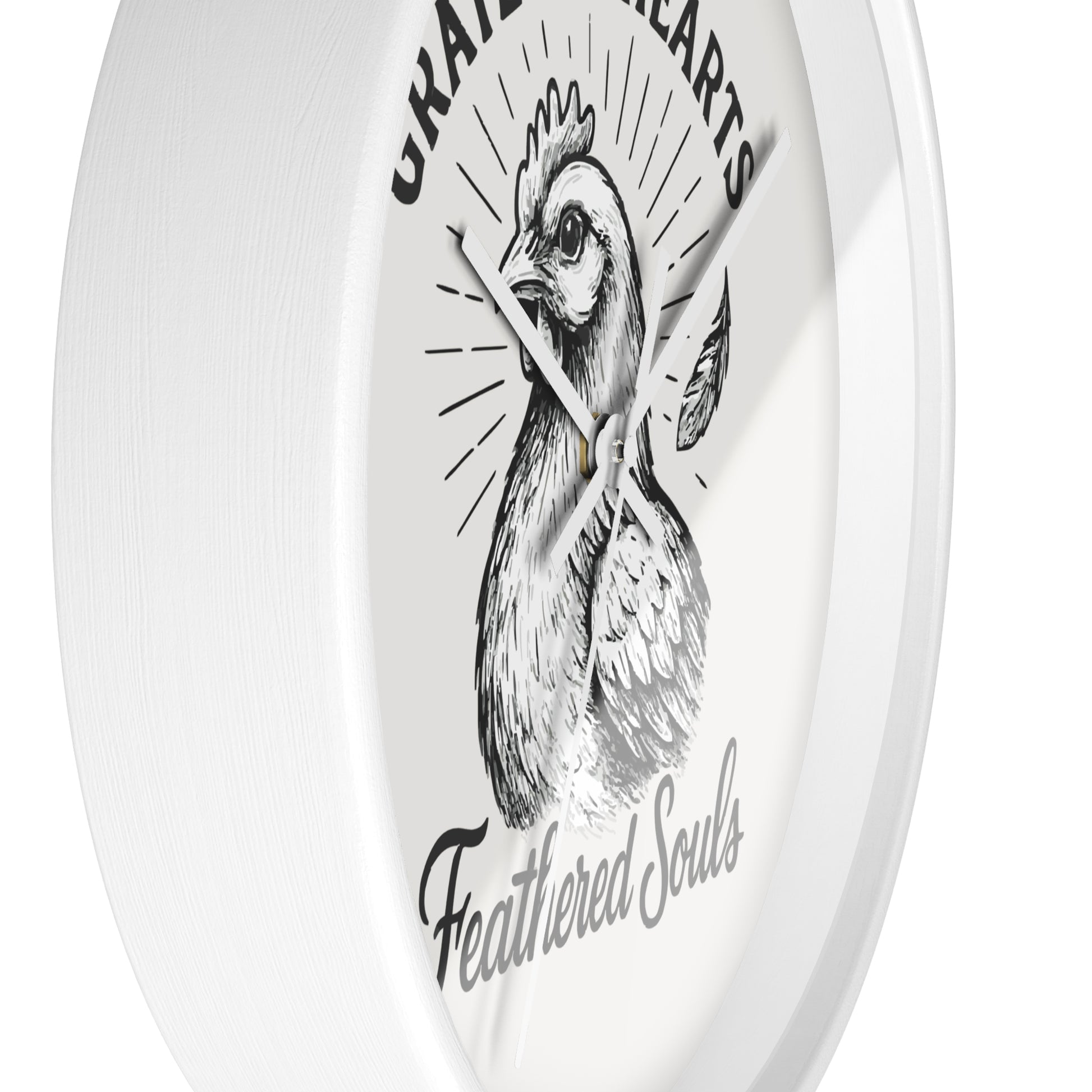 Grateful Hearts, Feathered Souls Rustic Farmhouse Wall Clock