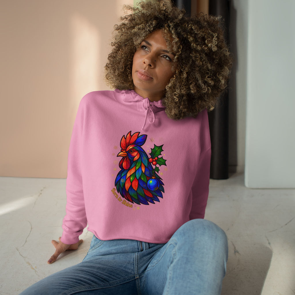 Born to Shine – Radiant Rooster Cropped Hoodie