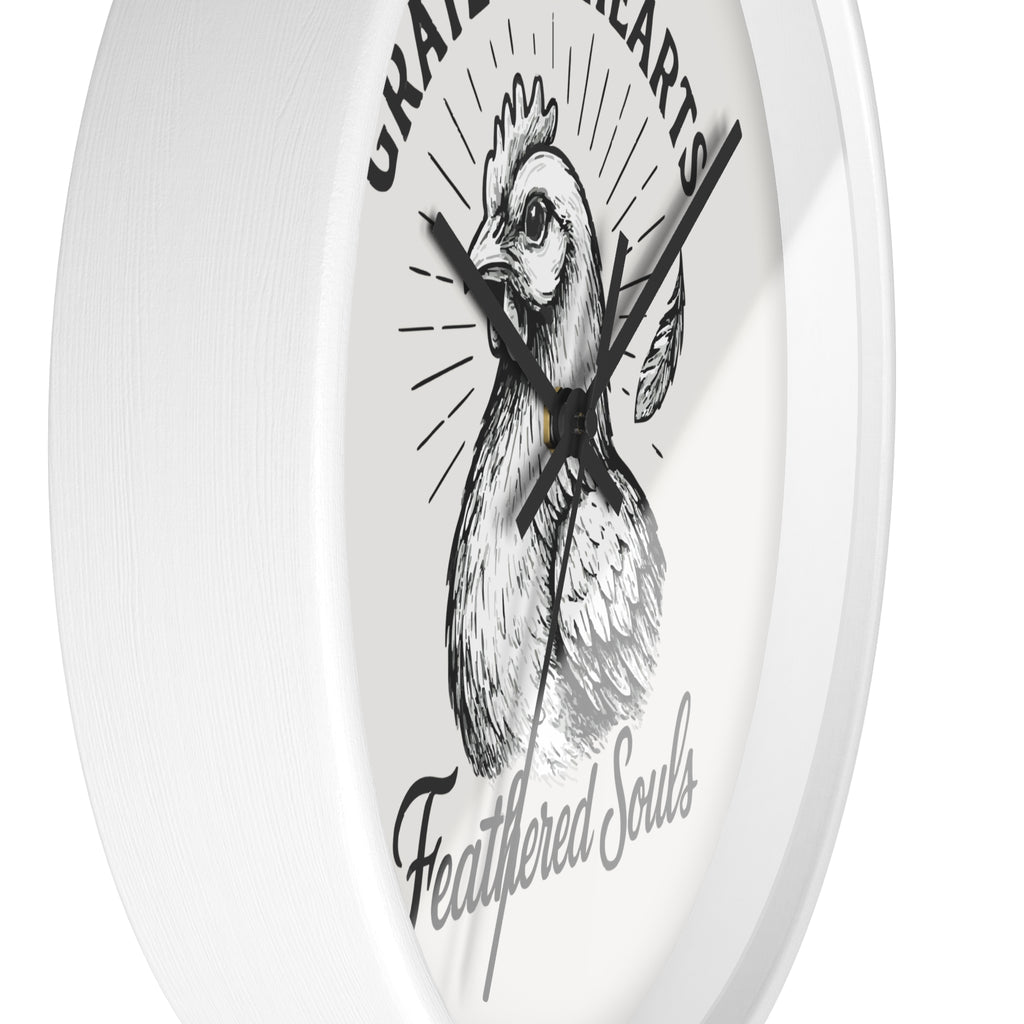 Grateful Hearts, Feathered Souls Rustic Farmhouse Wall Clock