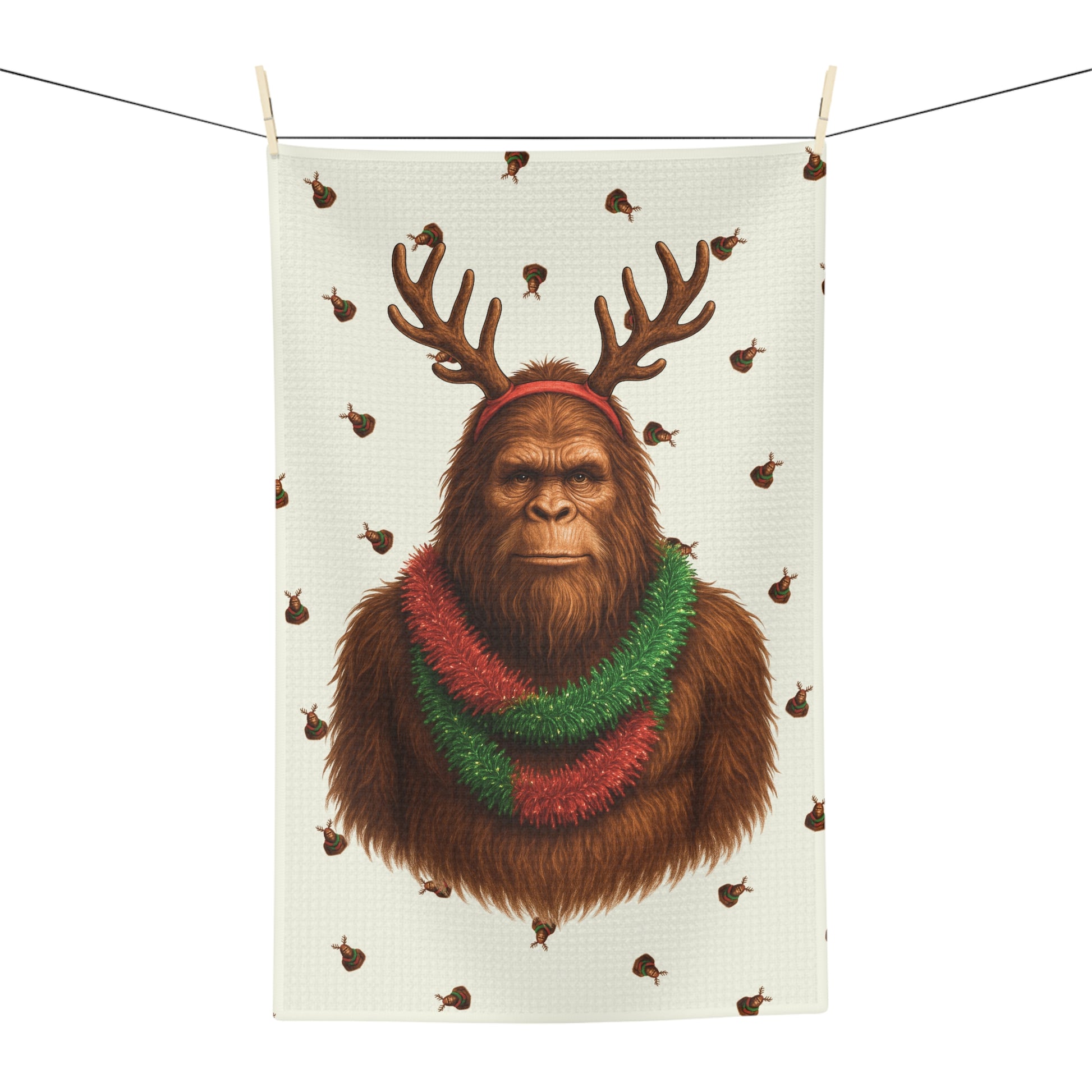 Reindeer Squatch Microfiber Tea Towel