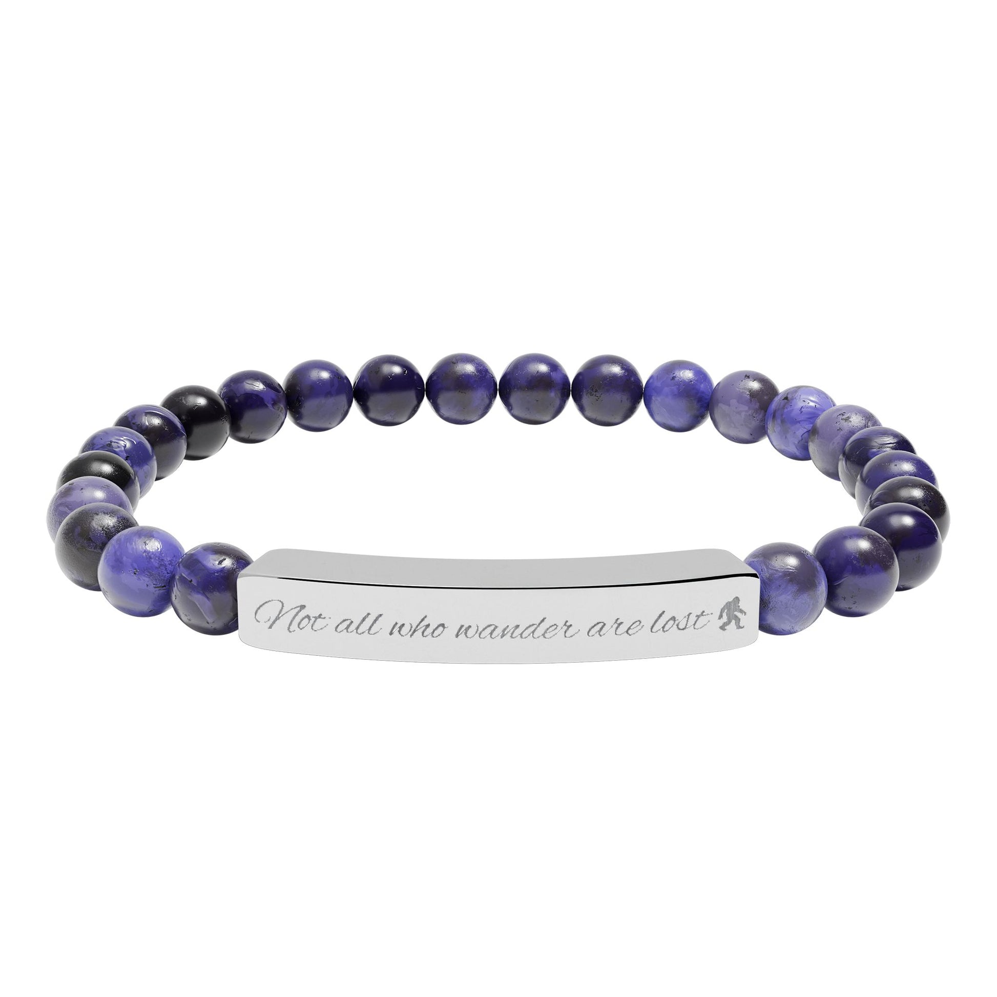 Engraved "Not All Who Wander Are Lost" Natural Stone Bracelet
