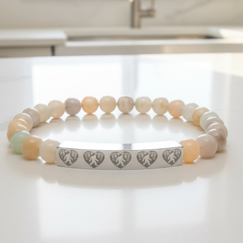 Engraved Heart of the Wild – Natural Stone Bracelet