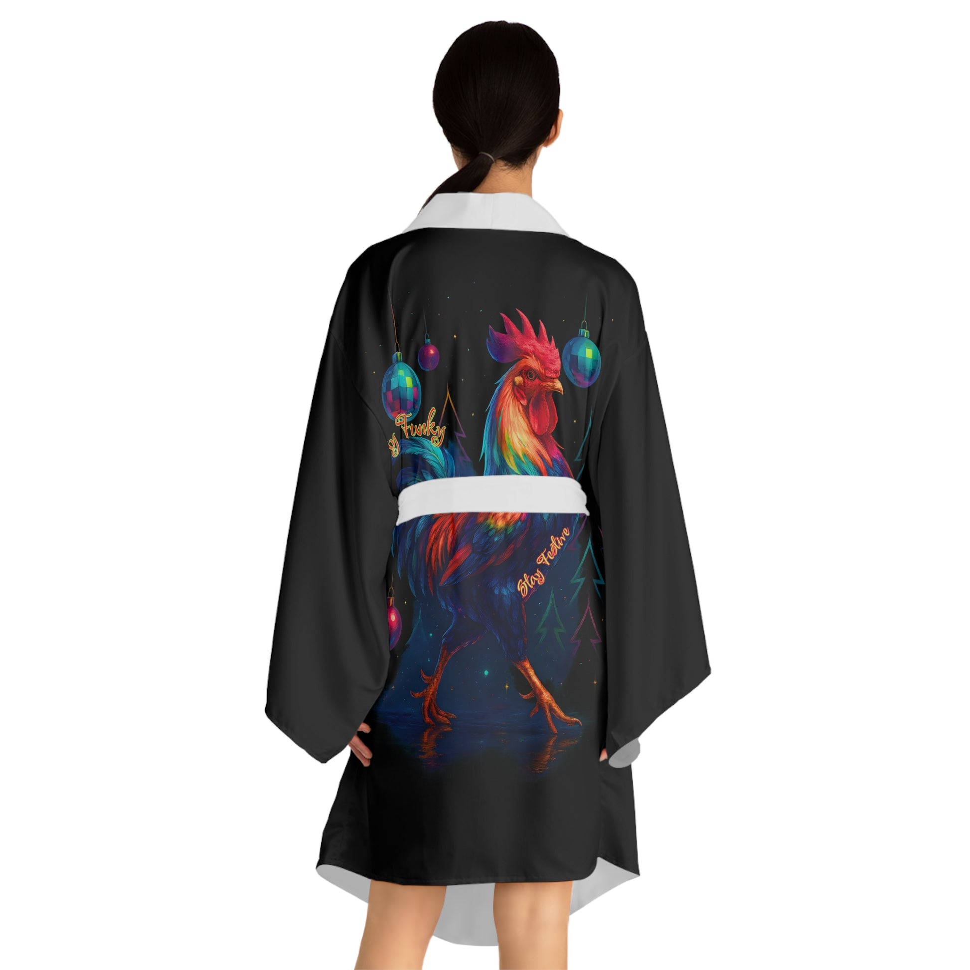 Stay Funky, Stay Festive – Holiday Kimono Robe Dark Edition