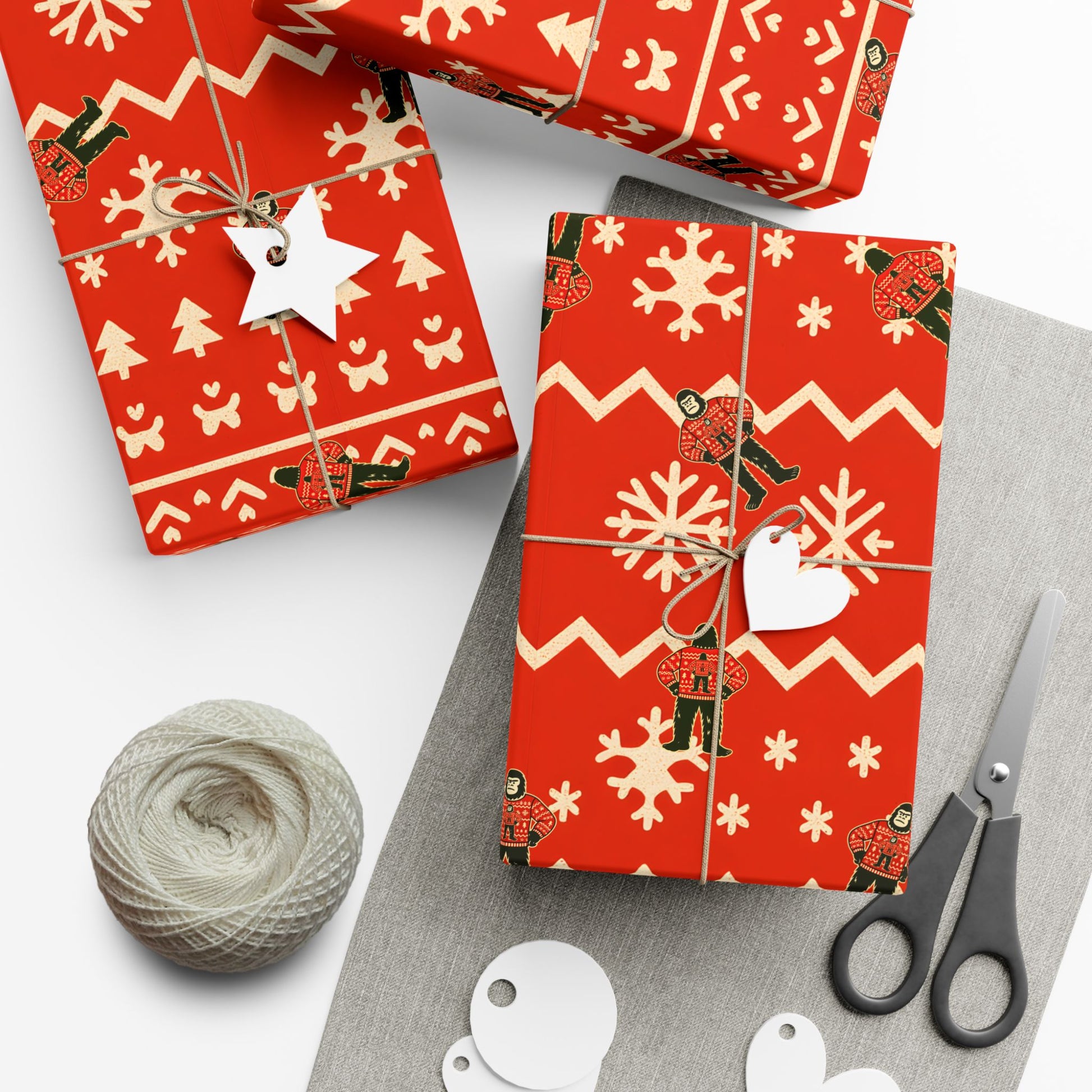 Bigfoots Ugly Christmas Sweater Festive Gift Wrap Paper
