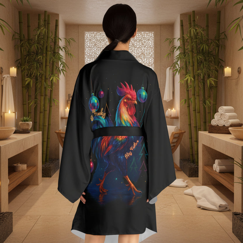 Stay Funky, Stay Festive – Holiday Kimono Robe Dark Edition