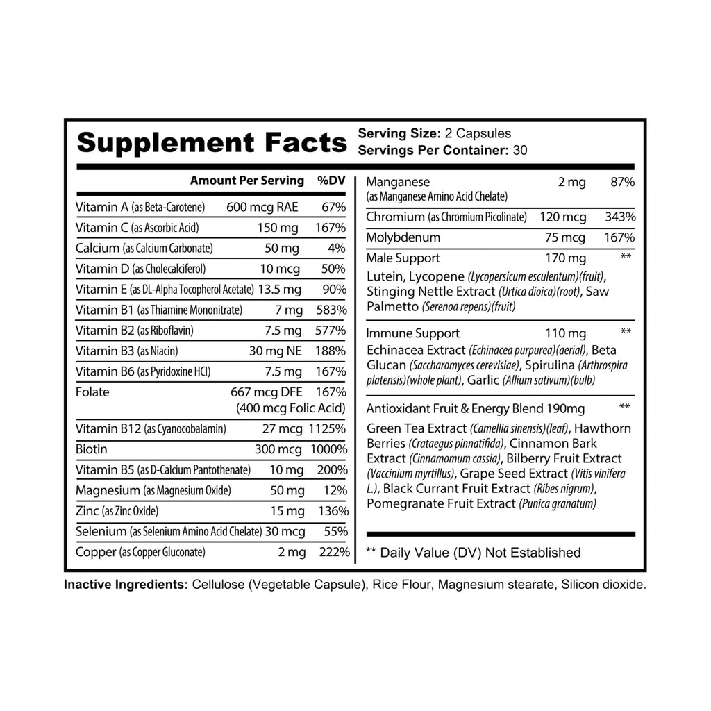 WildBound Multivitamin for Men Supplement (60 Capsules) - Hidden Realm Essentials
