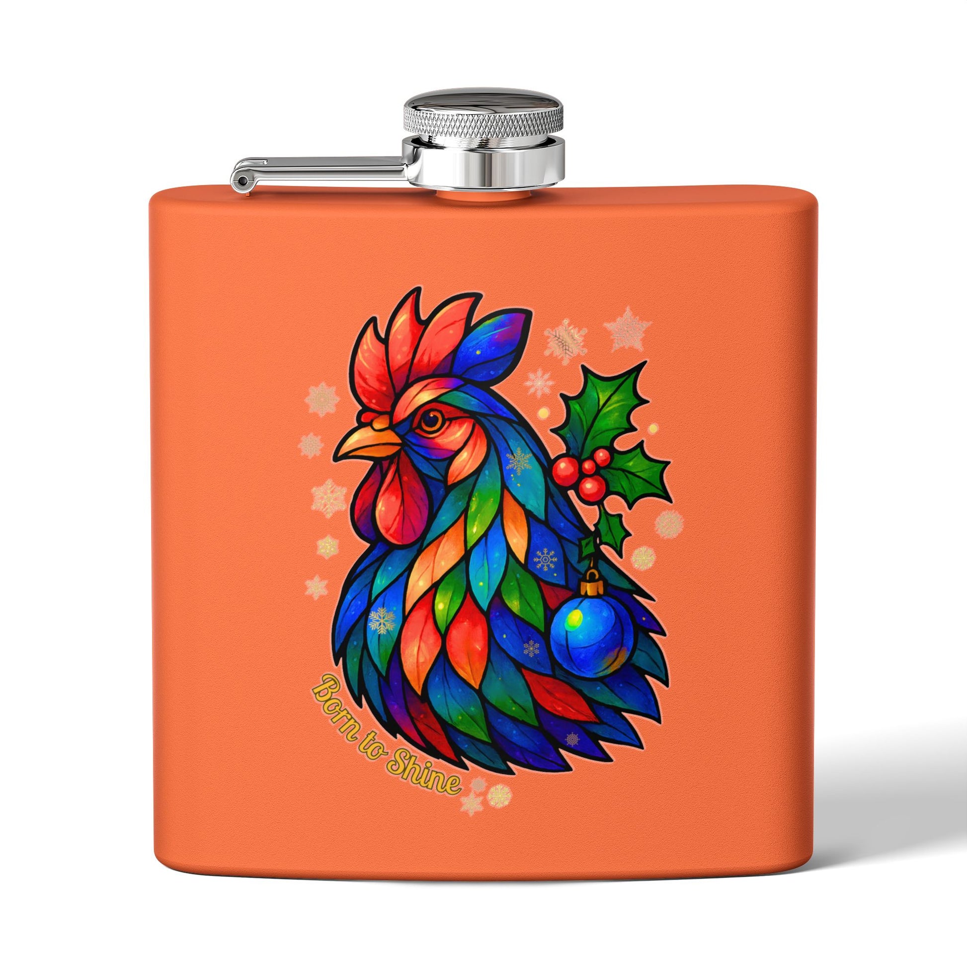 Born to Shine – Holiday Rooster Stainless Steel Flask