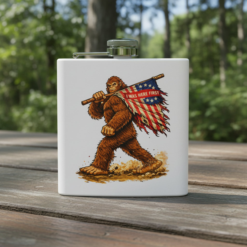 Here First Patriotic Flask – 6oz Stainless Steel Hip Flask