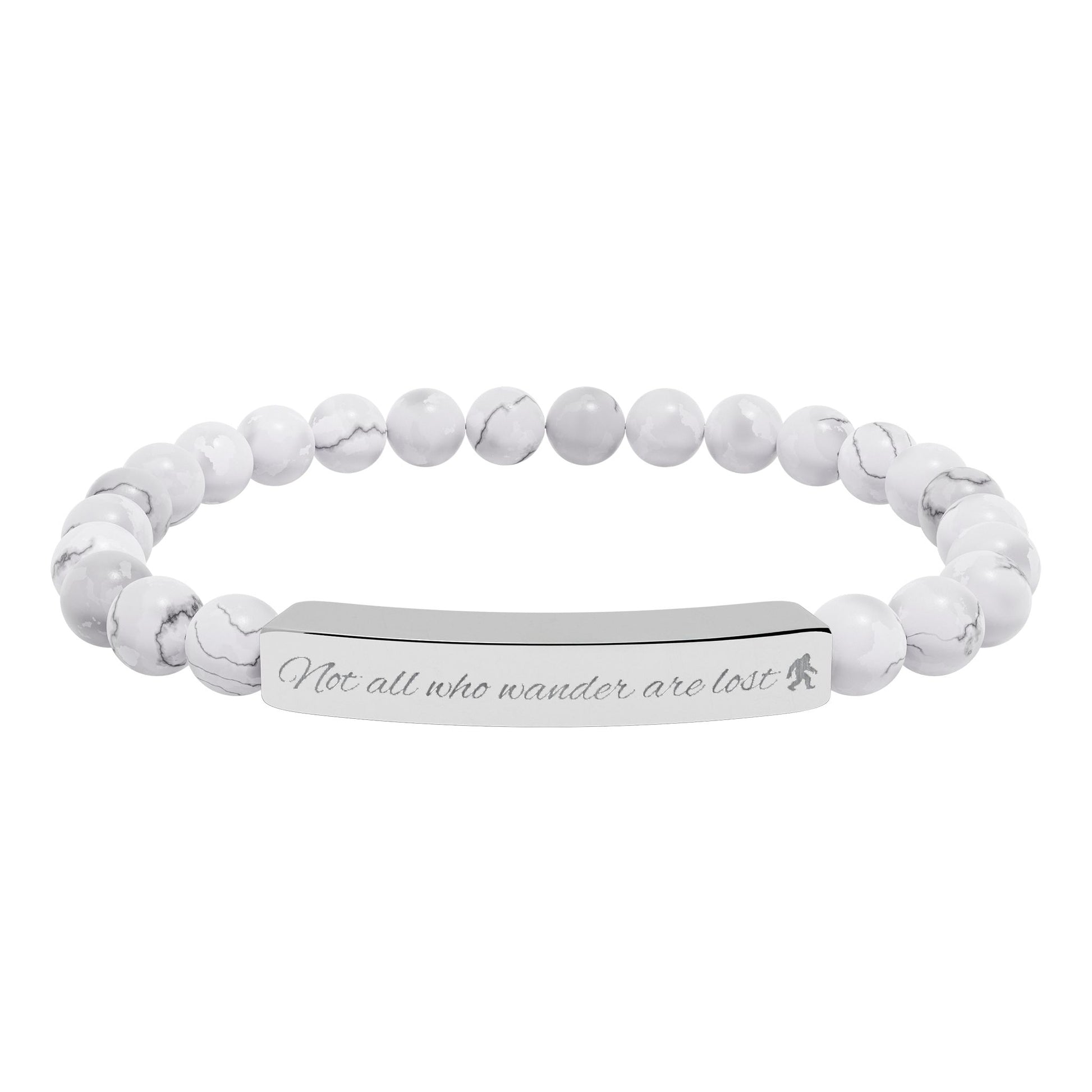 Engraved "Not All Who Wander Are Lost" Natural Stone Bracelet
