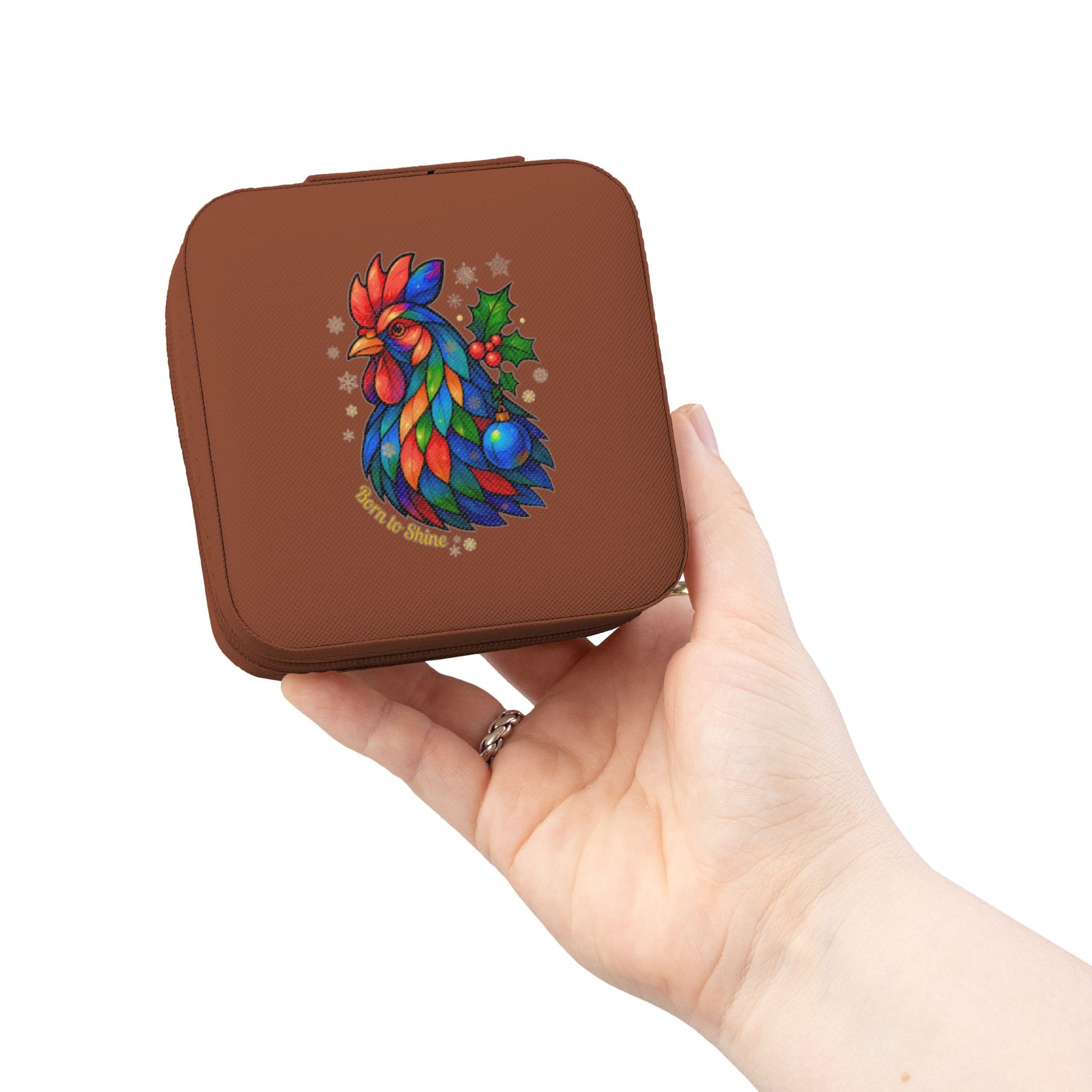 Born to Shine – Holiday Rooster Travel Jewelry Case